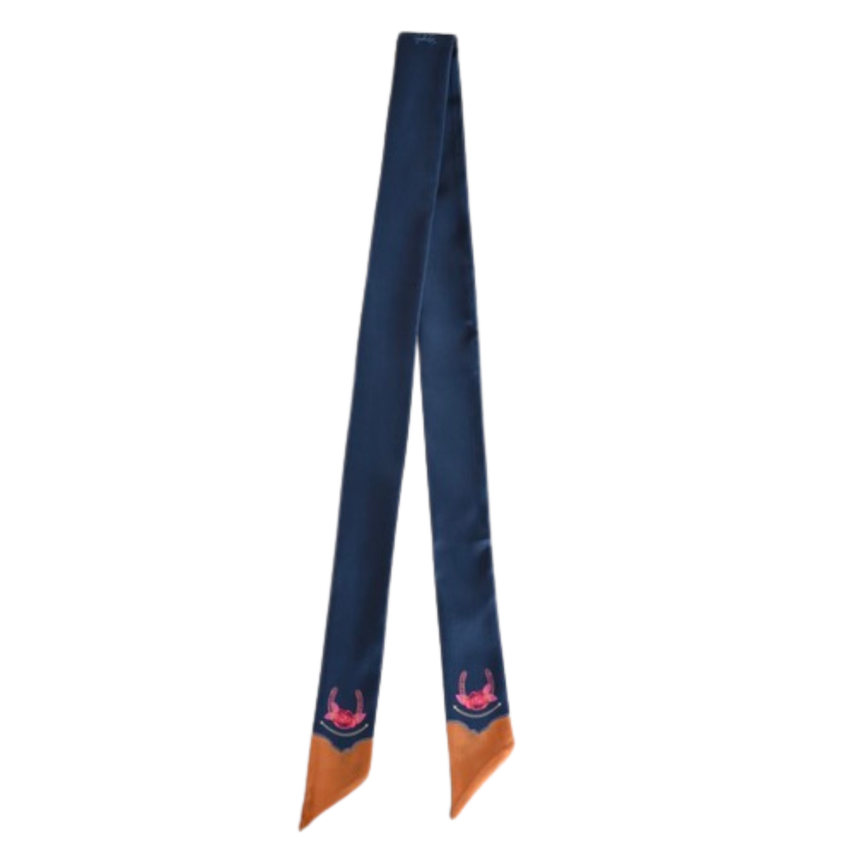 Rodeo Rose Twilly Scarf in Midnight Blue: Floral Western Satin Chiffon Scarf