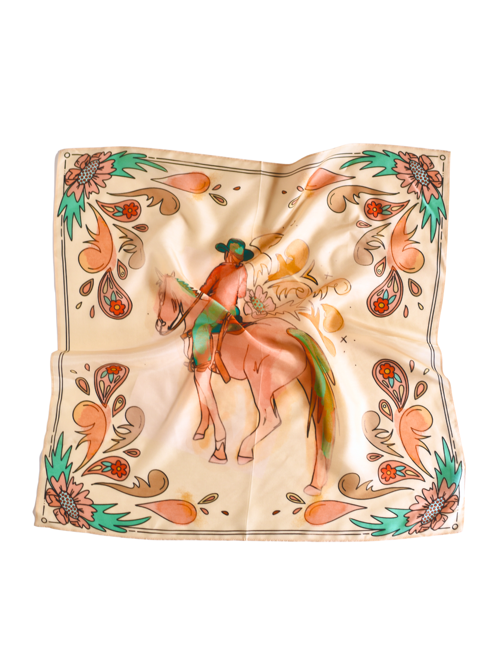 Summer Ride: Western Scarf Bandana Silk Tencel Cowgirl Wild Rag