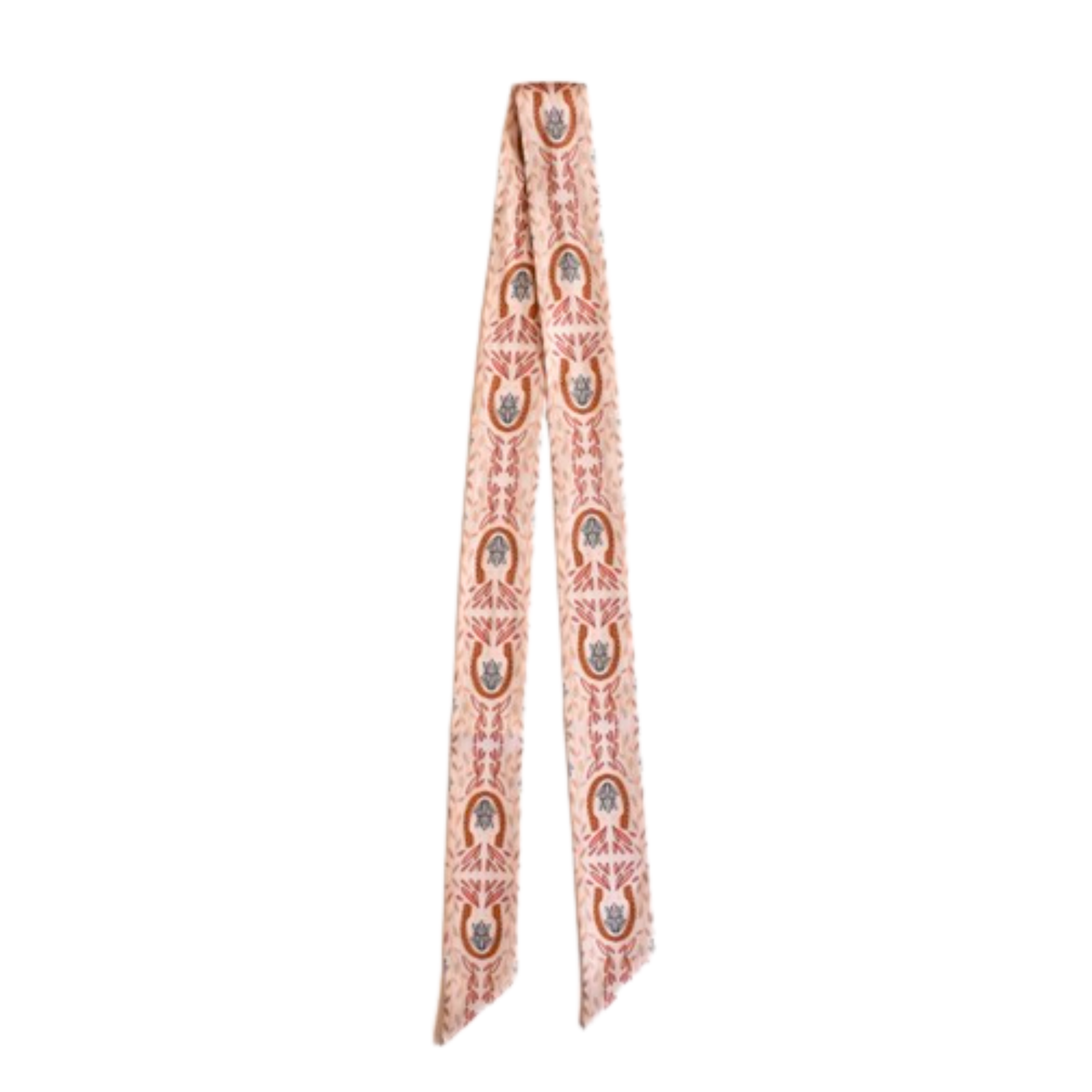Western Harvest Twilly Scarf in Cream: Floral Western Satin Chiffon Scarf