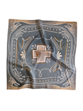 Blue Geometric Wild Rag Western Silk Scarf