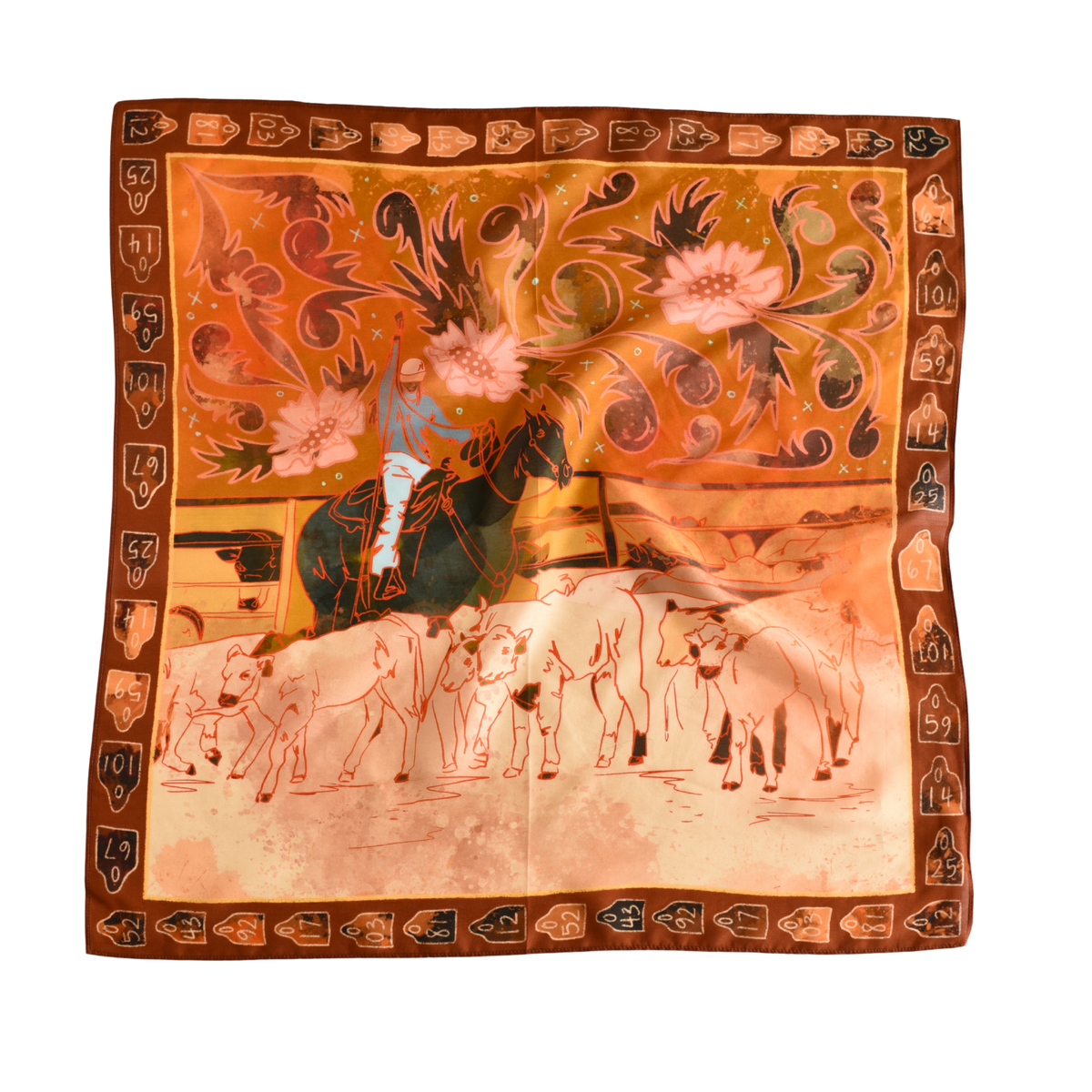Round Up Silk Western Cowgirl Wild Rag Scarf