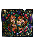 Vivid Wildflowers Large 100% Mulberry Silk 35x35: Western Cowgirl Wild Rag Scarf
