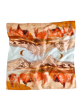 Bison and Mountain Range Western Buffalo Silk Wild Rag Scarf
