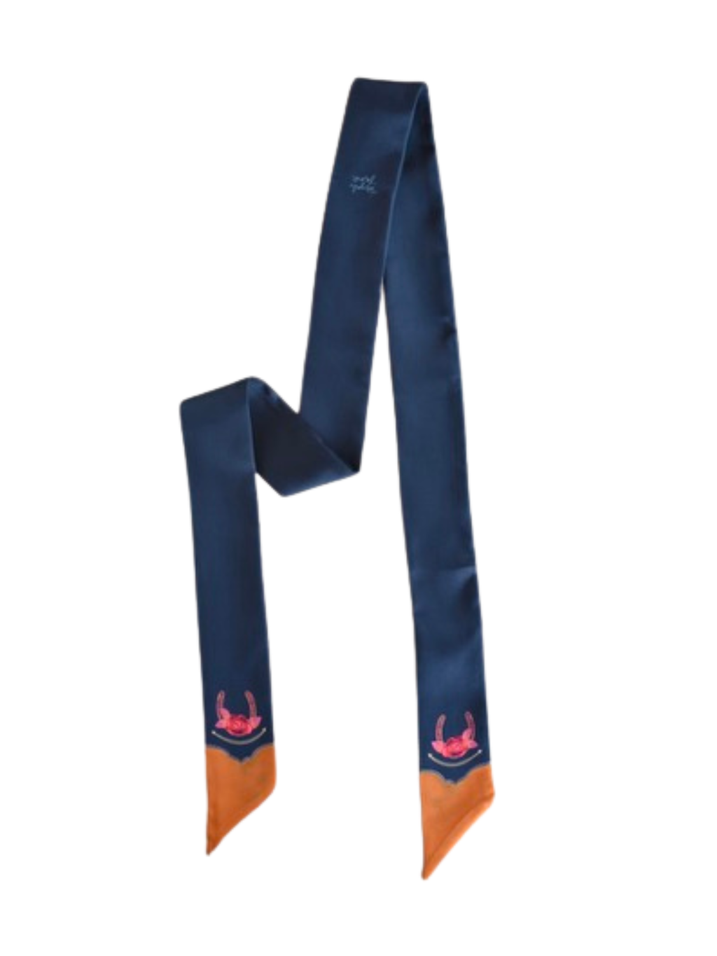 Rodeo Rose Twilly Scarf in Midnight Blue: Floral Western Satin Chiffon Scarf