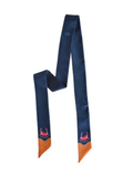 Rodeo Rose Twilly Scarf in Midnight Blue: Floral Western Satin Chiffon Scarf