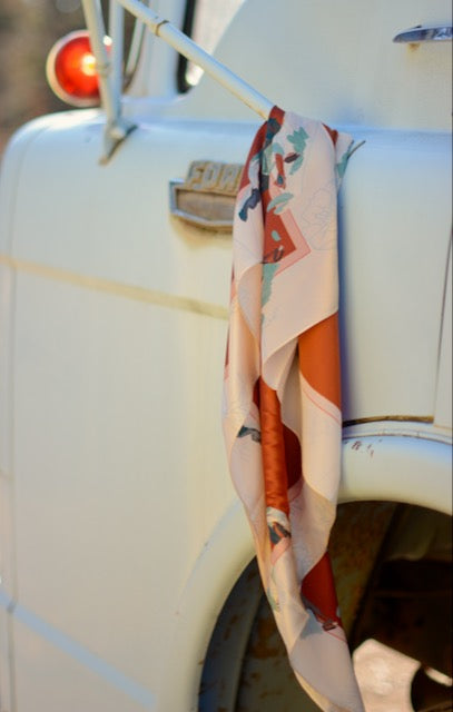 Poppy Cowgirl Large 100% Mulberry Silk 35x35: Wild Rag Western Red Scarf