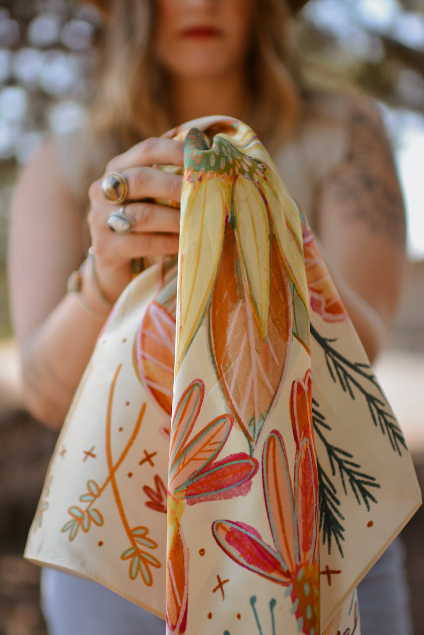 Lucky Wildflowers 35x35 Silk Wild Rag Scarf