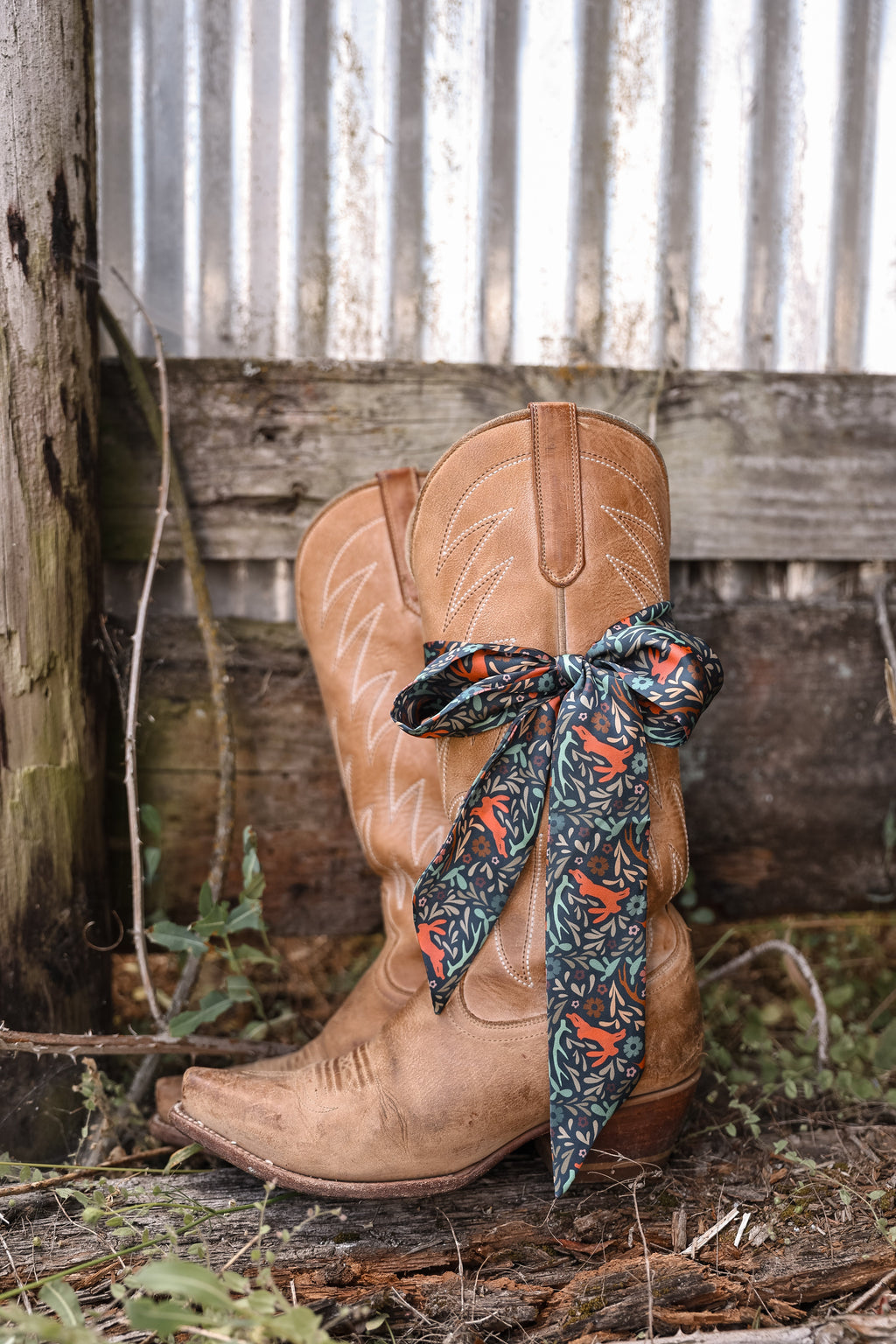 Hidden Garden Twilly Soft Satin Chiffon Western Cowgirl Scarf