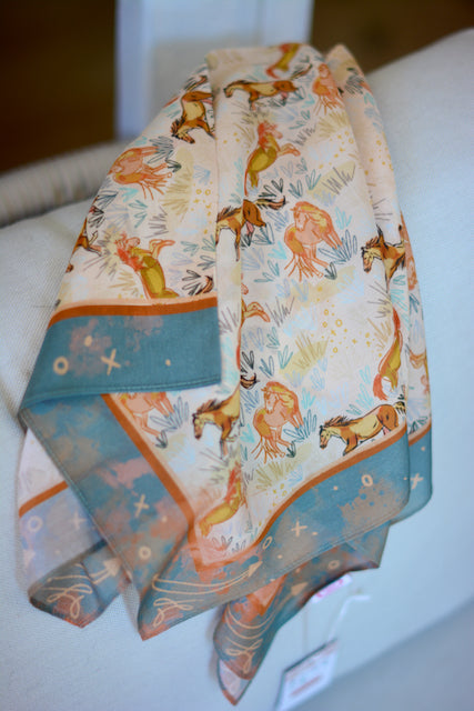 Wild Horses Mustang Meadows Wild Rag Silk Scarf